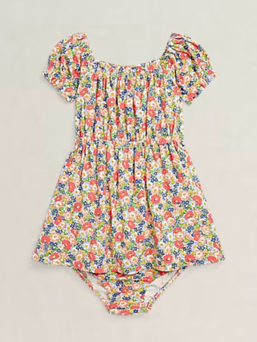 Ralph Lauren Mulitcolor Nantucket Floral Cotton Jersey Dress & Bloomer